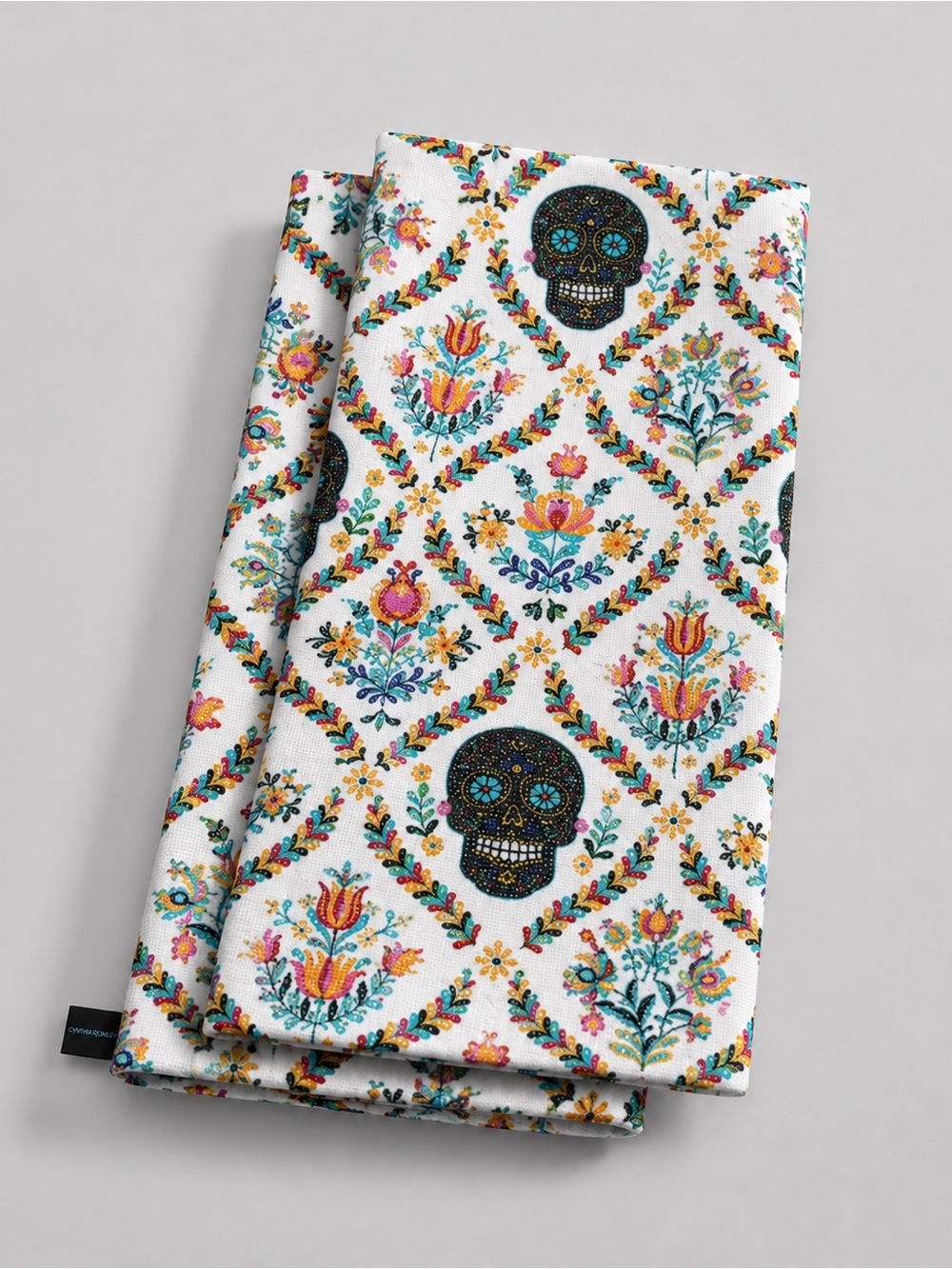 Cynthia Rowley Sugar Skull Floral Kitchen Towels Set of 2 NWT